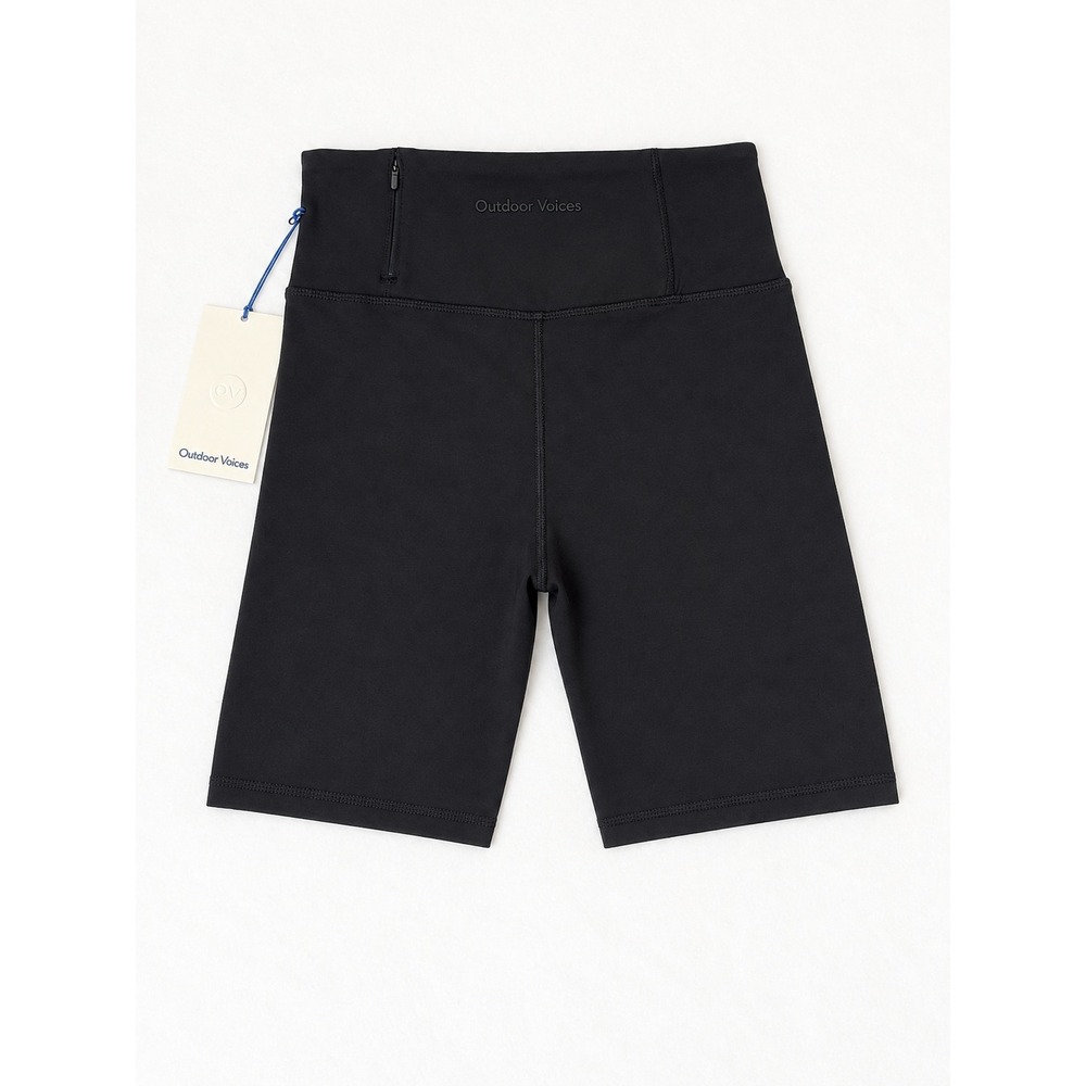 Outdoor Voices Women's Small Black High Rise Biker Shorts Zip Pocket NWT